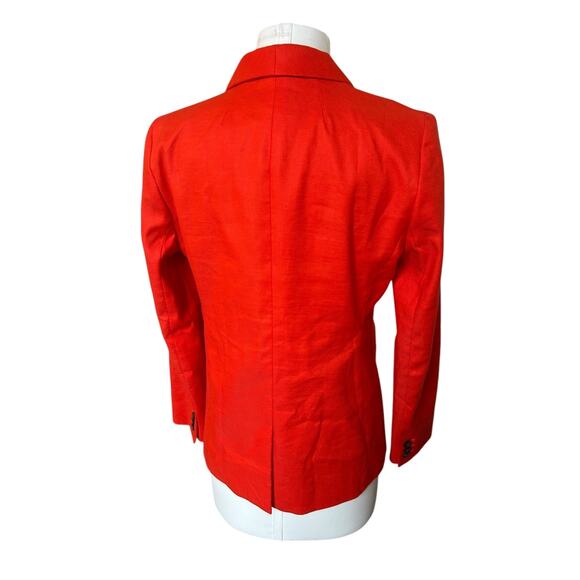 J.Crew Parke Linen Blazer Bright Orange sz 6 Preppy Academia Structured Classic - Picture 4 of 9